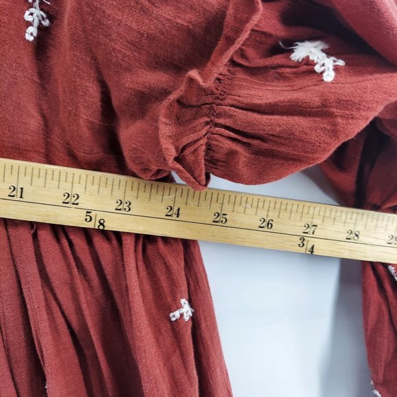 FREE PEOPLE BOHO TIER DRESS BALLON SLEEVE SIZE SMALL - Picture 6 of 14